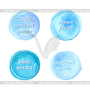 Water labels set in watercolor style - vector image