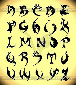 Татуировка алфавит - векторное изображение клипарта