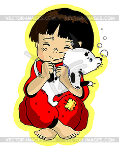 Funny kid - color vector clipart