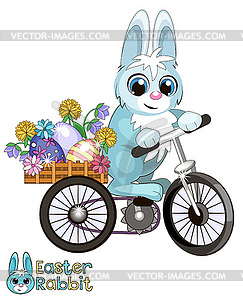 Easter Bunny on a bike - vector image