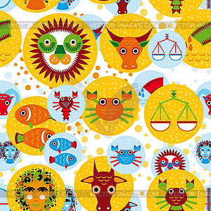 Funny seamless pattern with zodiac sign horoscope - vector image