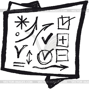 Background. Black arrows and symbols. Sketch. set - vector image