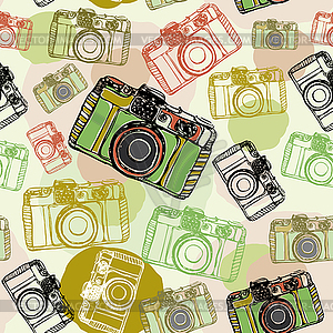 Vintage film camera, , seamless pattern pastel - vector image