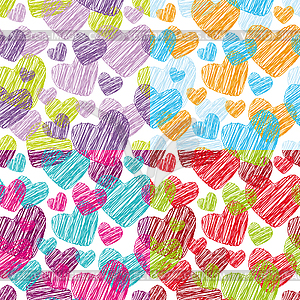 Set Seamless pattern with hearts decorative - vector image