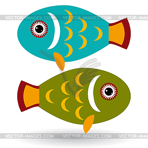 Green and blue fish - vector clipart