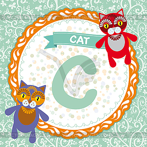 ABC animals C is cat. Childrens english alphabet - vector image