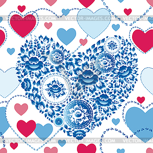 Wedding romantic seamless pattern with hearts, - vector clip art