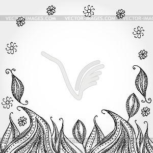 Decorative Hand dravn flowers Sketch Doodle black - vector clipart