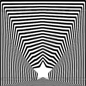 Star black stripes optical illusion visual art - vector clip art