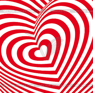 Red heart Valentines day card. Three-dimensional - color vector clipart