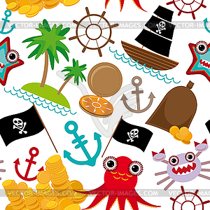 Marine seamless pirate pattern - vector clip art