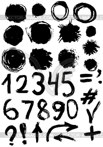 Grunge set of paint stains and numbers. grungy - vector clipart