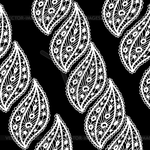 Lace seamless pattern with white leaves - vector image