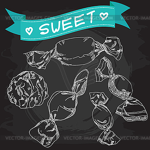 Vintage Candy Poster Chalkboard - vector clipart