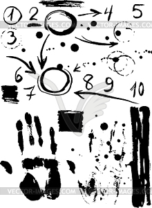 Figures, sale, handprint. black sketch. Vintage - vector clip art
