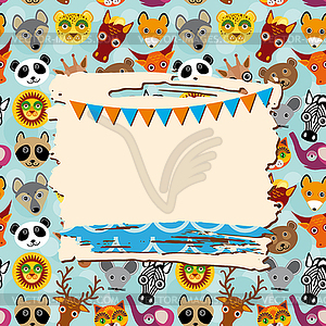 Vintage scrap template card with photo frame and - vector clip art