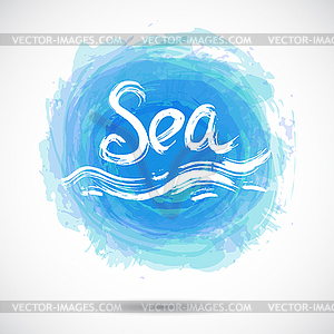 Grunge background with bright blue splash. Sea - vector clip art