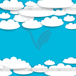 Blue background with white clouds - vector image