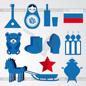 Travel set of various stylized russian icons - vector clip art