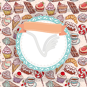 Confectionery seamless pattern croissant Cupcake - vector image