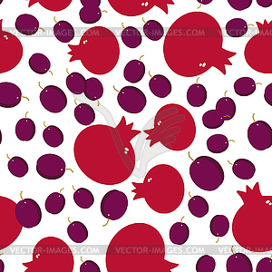 Seamless pattern with pomegranate and plum - vector clipart