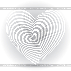 White heart. Optical illusion of 3D - vector clip art