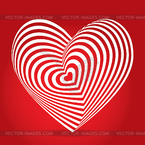 White heart on red background. Optical illusion of - royalty-free vector clipart