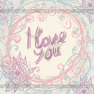 I love you. Greeting Card template in vintage. - vector clip art