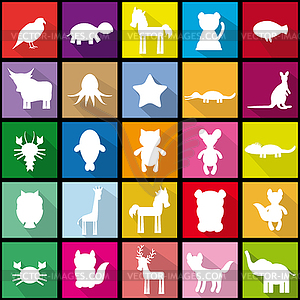 Set silhouettes of animals seamless pattern in - vector clipart