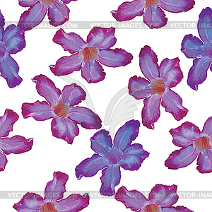 Desert Rose lilac flower. Seamless pattern. Sketch - vector image