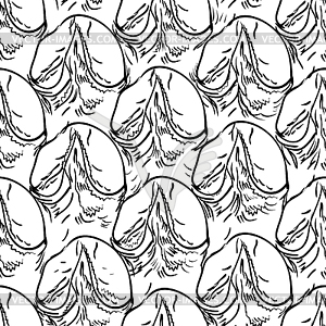 Pineapple peel seamless background. Sketch. Black - vector image