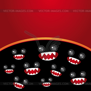 Партбилета. Монстры глаза и зубастый рот на - векторное изображение EPS