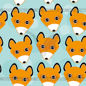 Fox Seamless pattern with funny cute animal face - vector clip art