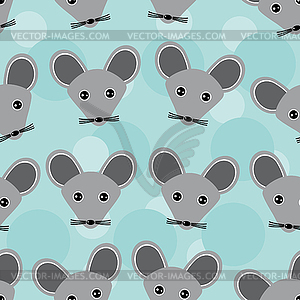 Mouse Seamless pattern with funny cute animal face - vector image