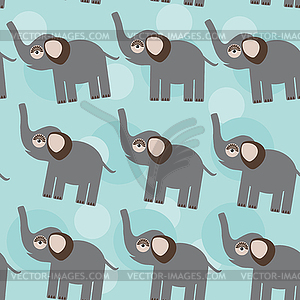 Elephant Seamless pattern with funny cute animal - vector clipart