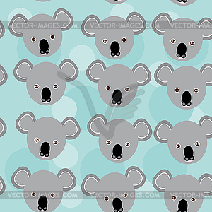 Koala Seamless pattern with funny cute animal face - vector image