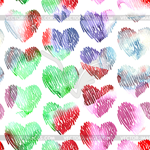 Watercolor hearts seamless pattern for wedding - vector image