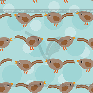 Birds Seamless pattern with funny cute animal on - vector clip art