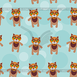 Seamless pattern with funny cute cat animal on - royalty-free vector image