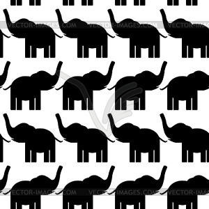 Cheerful seamless pattern with elephants. black - vector clip art