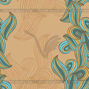 Seamless pattern wave background beige and blue - vector image