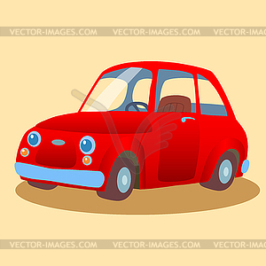 Small, family-run red car - vector clipart