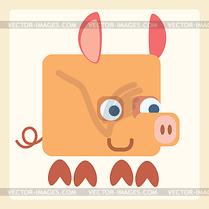 Pig stylized icon symbol - color vector clipart