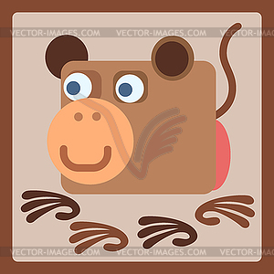 Monkey stylized cartoon icon - vector clipart
