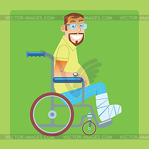 Нарушается травма ноги инвалидной коляске пациент - векторное изображение клипарта