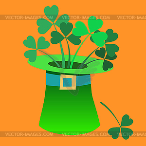 Leprechaun hat with Shamrock inside Patrick day - vector clipart