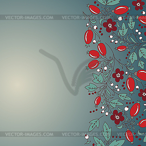 Barberry border, hand-drawn berry pattern - vector clipart