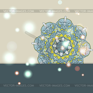Circle lace hand-drawn ornament card - vector image