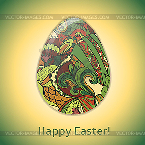 Easter egg greeting card with abstract ornament - vector image