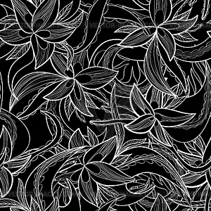 Hand-drawn floral abstract seamless pattern, - vector image